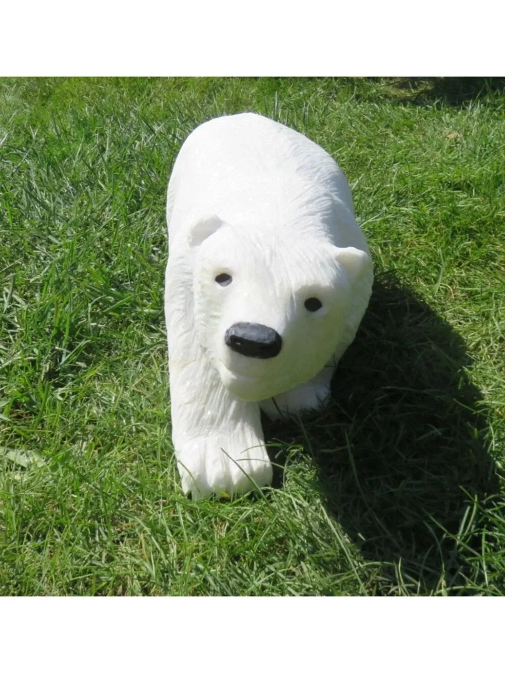 White Stone Polar Bear Hand Carved Shona Sculpture From South Africa 45lbs - Picture 9 of 11